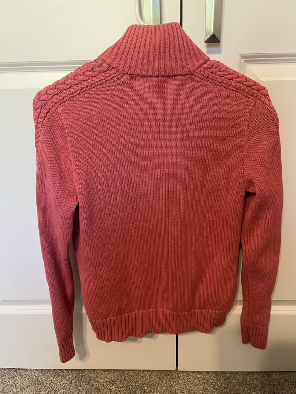 Ralph Lauren Sport Coral/Pink/Salmon Full Zip-Up Knit Cardigan Sweater Sz M - Picture 5 of 5